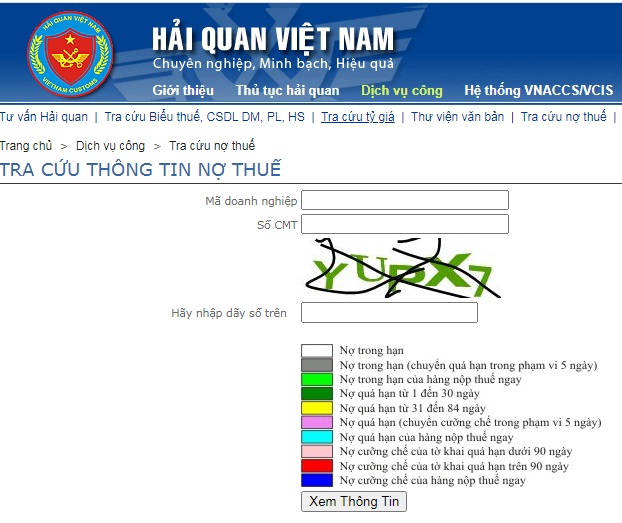 xác nhận không nợ thuế hải quan